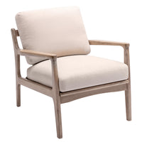 Wood Frame Armchair, Easy Assembly Mid Century Modern Farmhouse Accent Chair Lounge Chair for Living Room, Bedroom, Home Office,Tan Linen, Set of Two