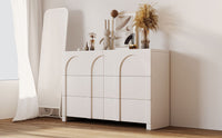 Modern Style Six-Drawer Dresser Sideboard Cabinet Ample Storage Spaces for Living Room, Children's Room, Adult Room, Half Gloss White