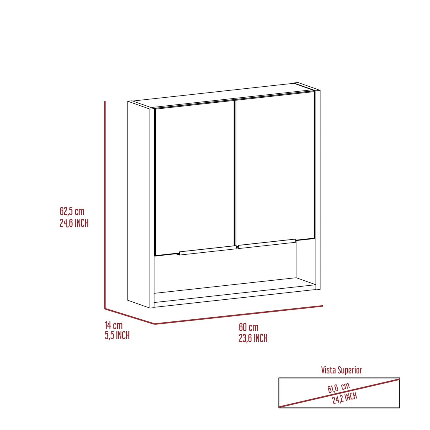 Manchester Rectangle Medicine Cabinet with Mirror Light Oak