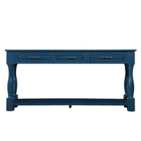 63inch Long Wood Console Table with 3 Drawers and 1 Bottom Shelf for Entryway Hallway Easy Assembly Extra-thick Sofa Table( Navy Blue)