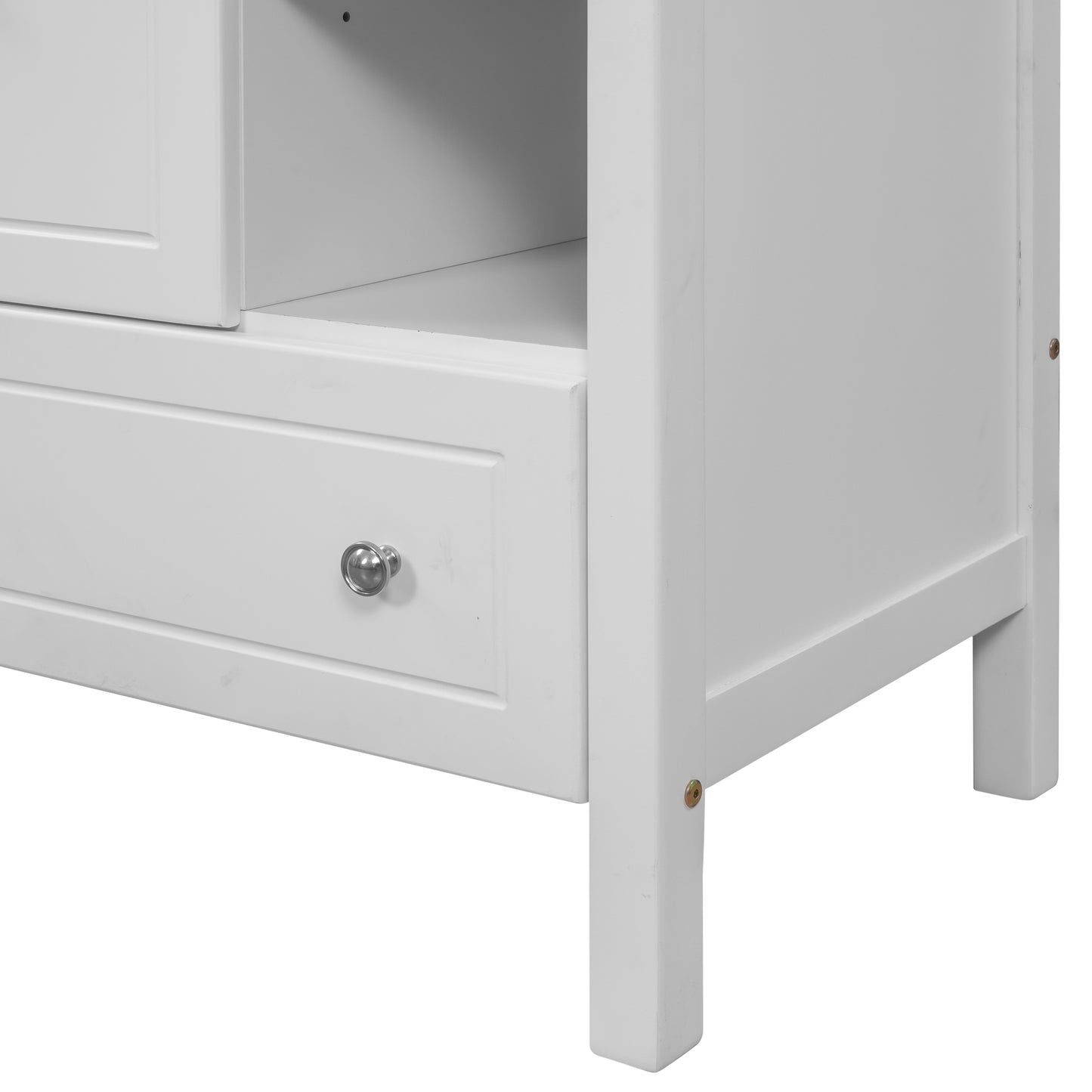 30" Bathroom Vanity Base Only, Solid Wood Frame, Bathroom Storage Cabinet with Doors and Drawers, White