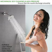 6 Spray Settings High Pressure Shower Head 5" Rain Fixed Showerhead - Brushed Nickel Adjustable Shower Head with Anti-Clogging Nozzles, Low Flow Easily Installation