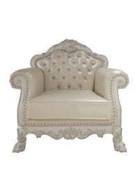 ACME Dresden  Chair w/2 Pillows, Synthetic Leather & Bone White Finish LV01690