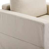 Single Seat Module Sofa Sectional Couch With 1 Ottoman,Cushion Covers Removable and Washable,Cream