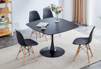 42.1"BLACK Table Mid-century Dining Table for 4-6 people With Round Mdf Table Top, Pedestal Dining Table, End Table Leisure Coffee Table