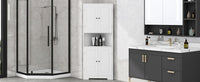 Tall Bathroom Storage Cabinet, Corner Cabinet with Doors and Adjustable Shelf, MDF Board with Painted Finish, White