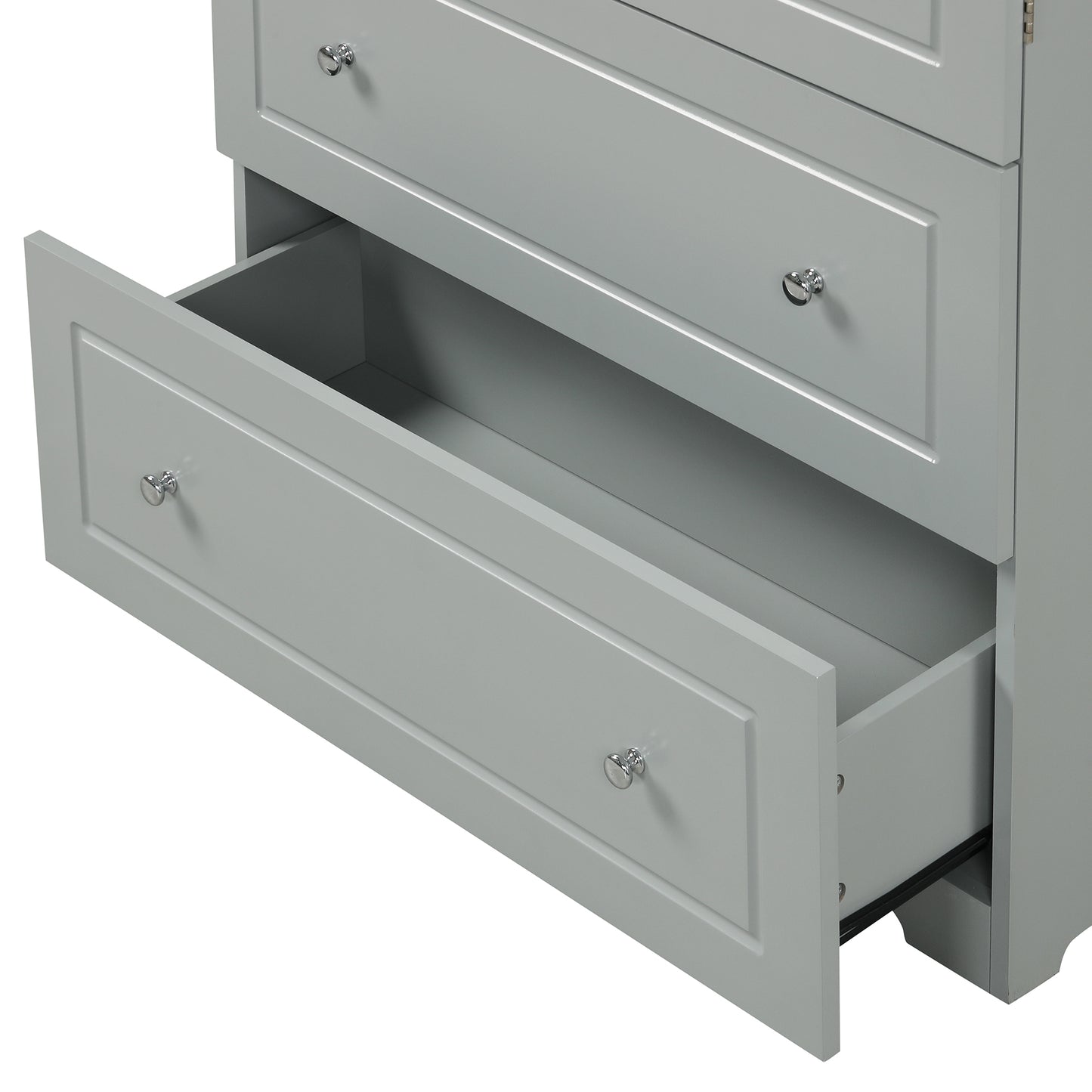 Wide Bathroom Storage Cabinet, Freestanding Storage Cabinet with Two Drawers and Adjustable Shelf, MDF Board with Painted Finish, Grey