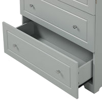 Wide Bathroom Storage Cabinet, Freestanding Storage Cabinet with Two Drawers and Adjustable Shelf, MDF Board with Painted Finish, Grey