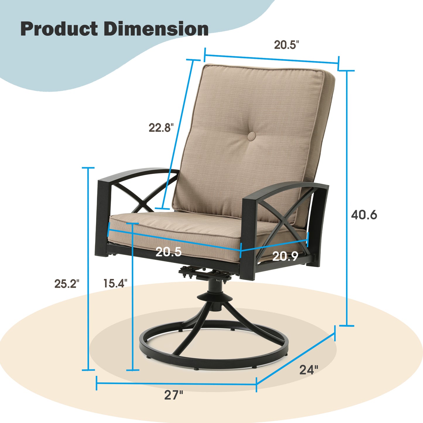 Outdoor Swivel Chairs, Patio Chair Rocker with Cushion (Set of 2)