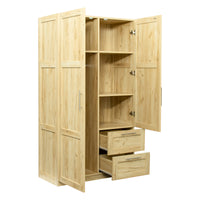 High wardrobe and kitchen cabinet with 2 doors, 2 drawers and 5 storage spaces,Oak