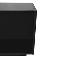 ON-TREND Sleek and Stylish TV Stand with Perfect Storage Solution, Two-tone Media Console for TVs Up to 80'', Functional TV Cabinet with Versatile Compartment for Living Room, Black