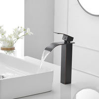 Waterfall Single Hole Single Handle Bathroom Vessel Sink Faucet With Pop-up Drain Assembly in Oil Rubbed Bronze