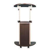 Techni Mobili Sit-to-Stand Rolling Adjustable Laptop Cart With Storage, Chocolate