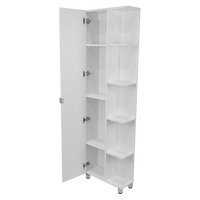 Corner Cabinet Womppi, Five Open Shelves, Single Door, White Finish