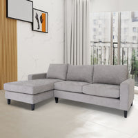 Grey L Shaped Sectional Sofas for Living Room, Modern Sectional Couches for Bedrooms, Apartment with Solid Wood Frame (Polyester Nylon, Left Facing)