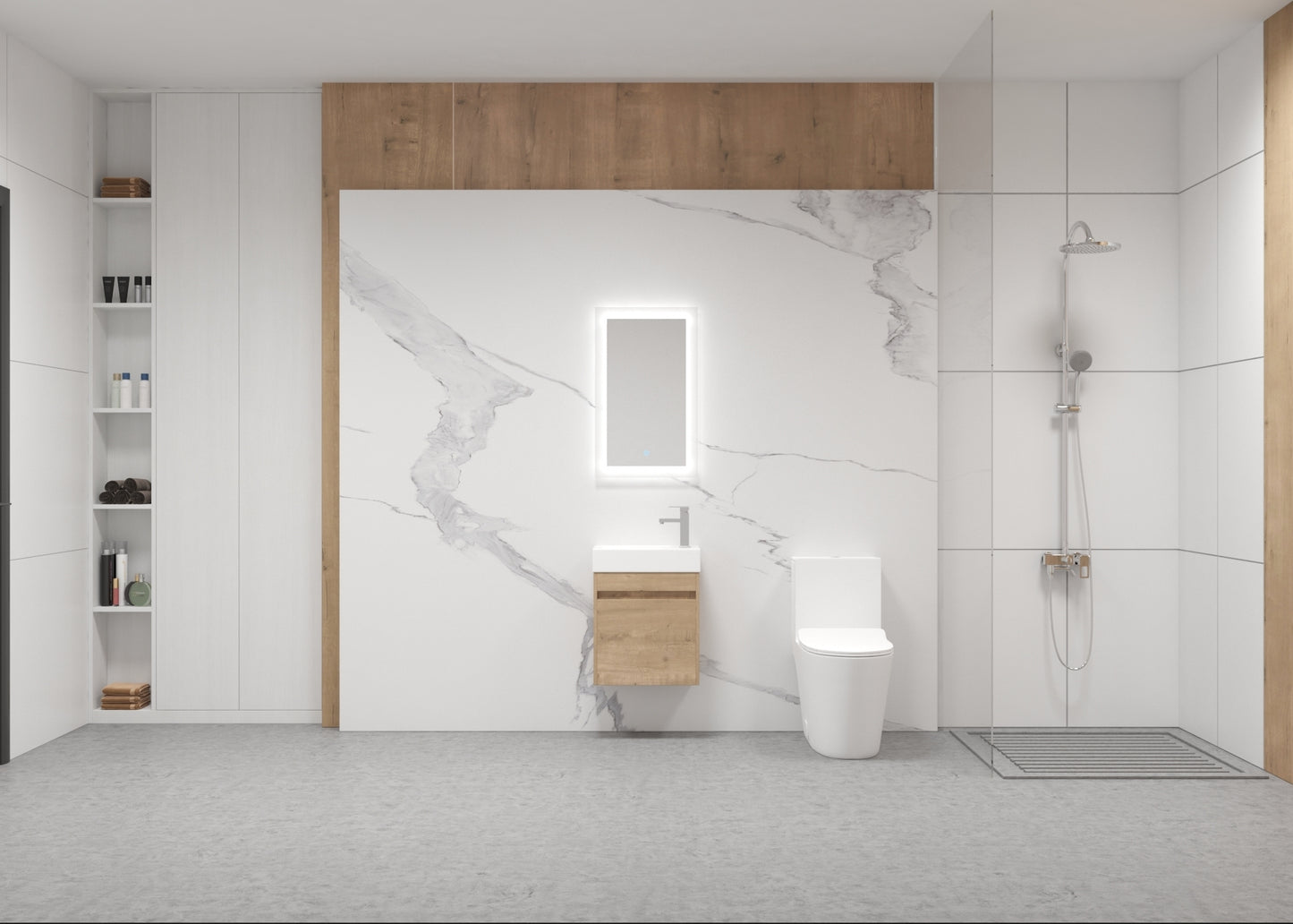 18'' Floating Wall-Mounted Bathroom Vanity with White Resin Sink & Soft-Close Cabinet Door