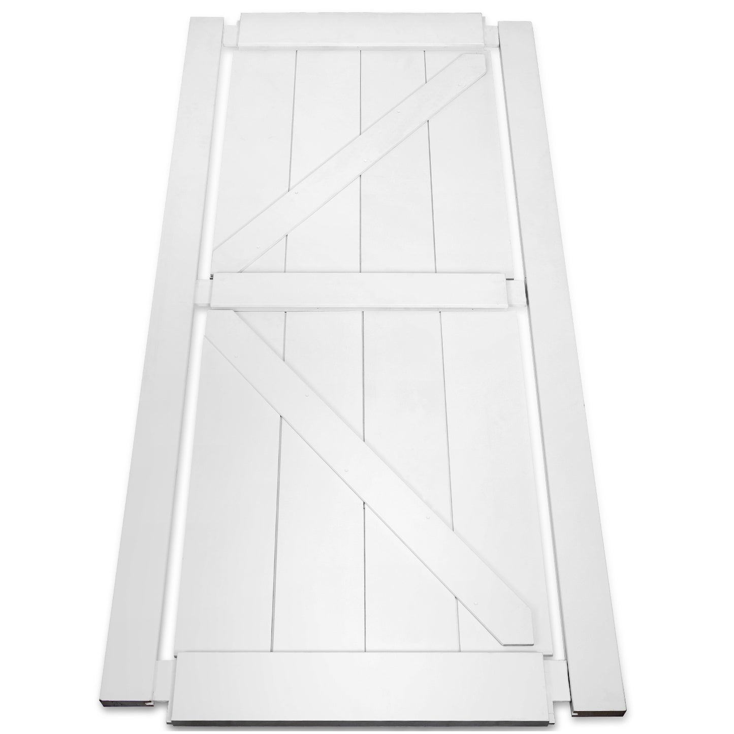 CRAZY ELF 24" x 84" "K" Style Wood Primed Standard Barn Door Slab, DIY Unfinished Solid Wood Paneled Door, Interior Single Door Slab, Pre-Drilled Ready to Assemble