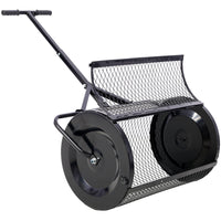 Peat Moss Spreader 24inch,Compost Spreader Metal Mesh,T shaped Handle for planting seeding,Lawn and Garden Care Manure Spreaders Roller ,heavy duty