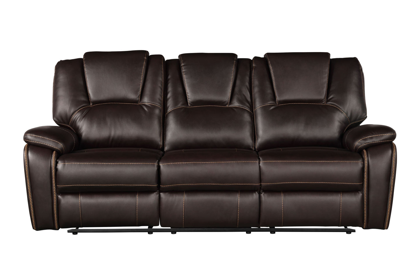 Hong Kong 3 Piece Power Reclining Sofa Set made with Faux Leather in Brown