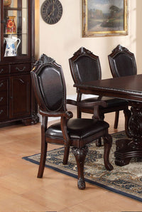 Formal Dining Room Table w Leaf 2x Arm Chairs And 6x Side Chairs Brown 9pc Set Dining Table Double Pedestal Base Royal Rectangle Table