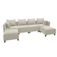 Ottoman SOFA  C Beige with black foot Furniture Modern Accent Chair Sectional Single Sofa