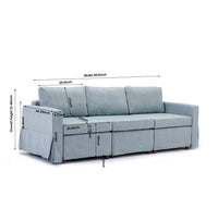 3 Seat Module Sectional Sofa Couch With 1 Ottoman,Seat Cushion and Back Cushion Removable and Washable,Light Blue