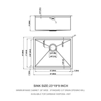 23" Undermount Kitchen Sink - 23*19*9 inch Kitchen Sink Undermount Single Bowl 18 Gauge Stainless Steel Ledge Workstation Kitchen Sinks