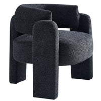 34.65" Wide Boucle Upholstery Accent Chair Dark Grey