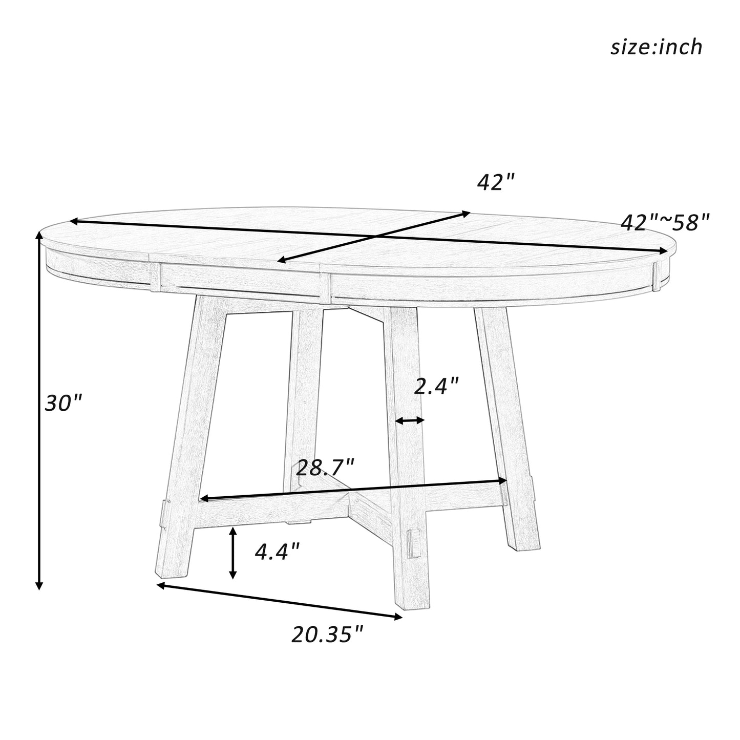 TREXM Farmhouse Round Extendable Dining Table with 16" Leaf Wood Kitchen Table (Espresso)