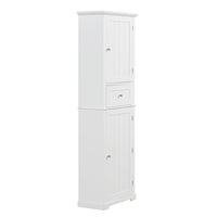 Tall Bathroom Storage Cabinet, Freestanding Storage Cabinet with Drawer and Adjustable Shelf, MDF Board with Painted Finish, White