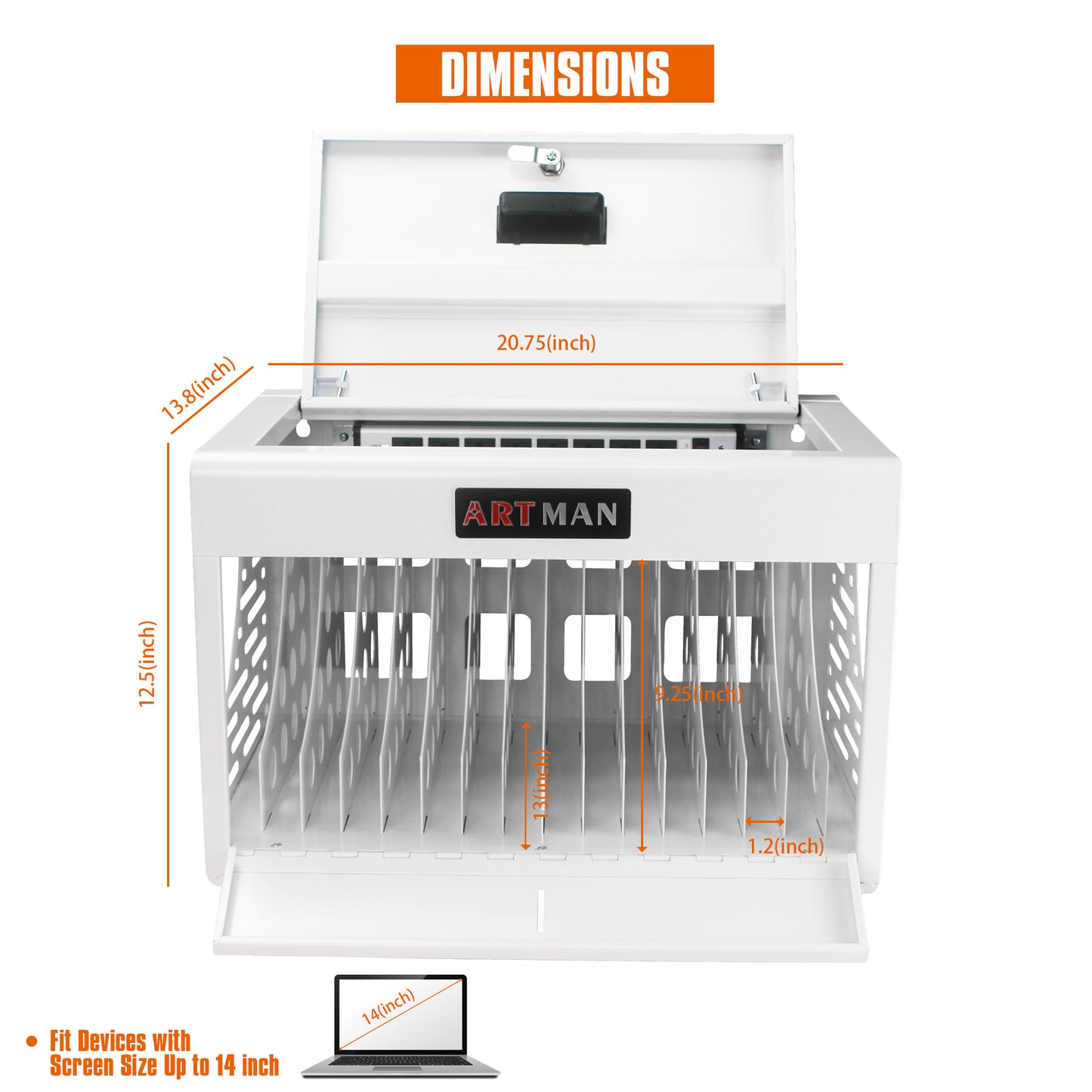 16 Bay Charging Cabinet for Laptop,Chromebook, Locking Charging Station-WHITE