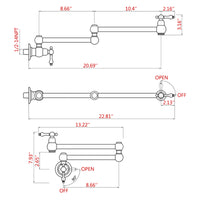 Pot Filler Faucet Wall Mount,with Double Joint Swing Arms Brushed Nickel