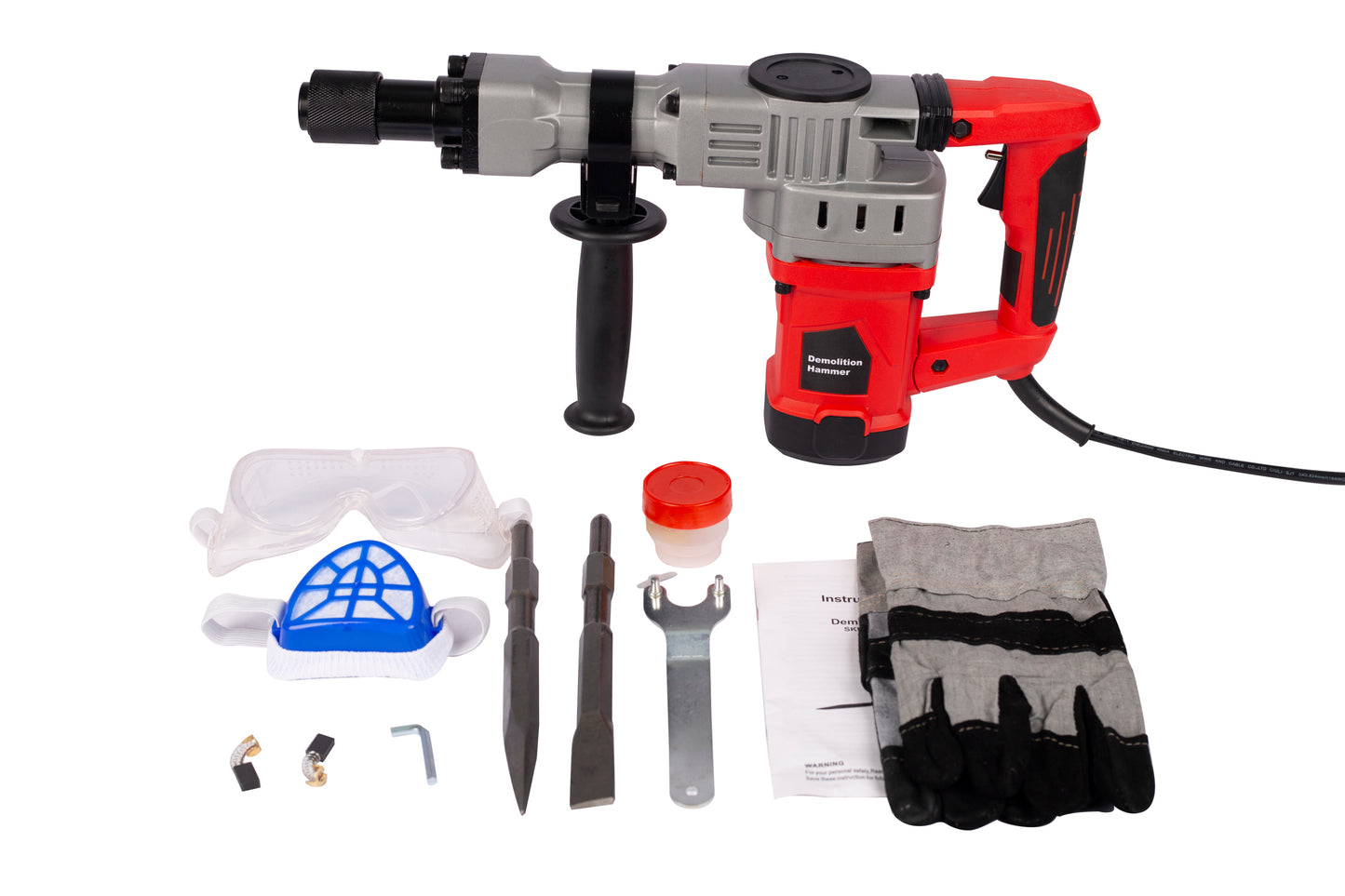 Demolition Electric Jack Hammer Concrete Breaker Trigger Lock with Chisel Bit with Carrying Case