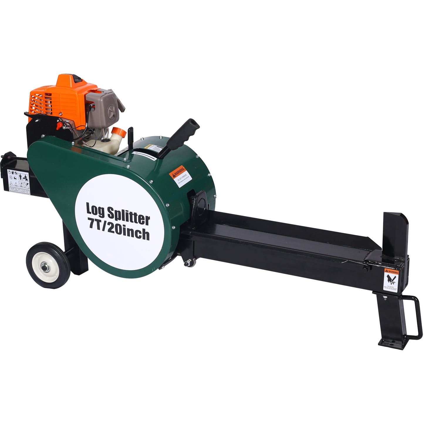 Double Flywheel Electric Log Splitter 7-Ton Compact Horizontal Gas Log Splitter with Auto Return 20in,portable  63cc engine firewood splitting forestry harvesting