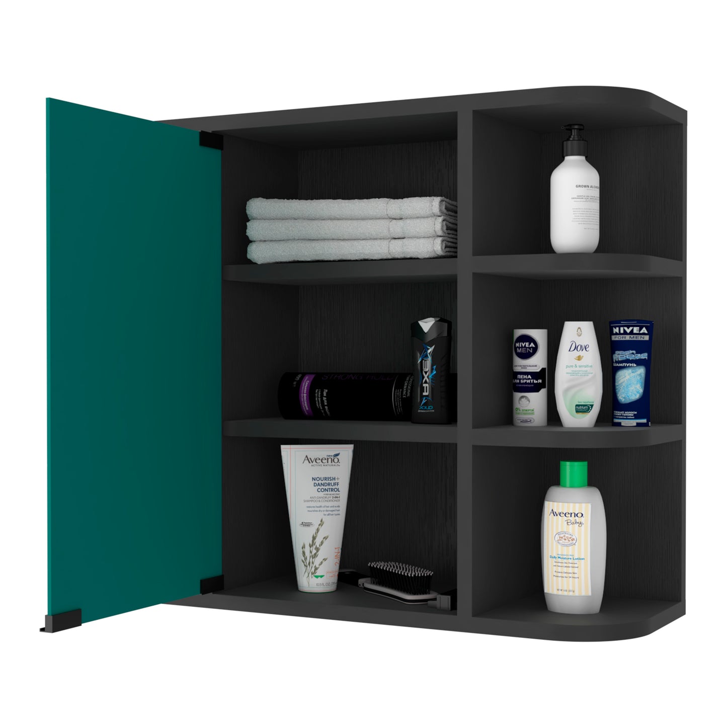 Roseburg 6-Shelf Medicine Cabinet with Mirorr Black Wengue