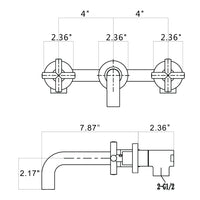 Double Handle Wall Mount Bathroom Faucet Brushed Gold