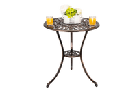 Bistro Table Set, Outdoor Patio Set 3 Piece Table and Chairs, Tulip Carving and Weather Resistant-Antique Bronze