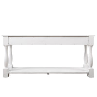 63inch Long Wood Console Table with 3 Drawers and 1 Bottom Shelf for Entryway Hallway Easy Assembly Extra-thick Sofa Table (Antique White)