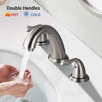 8-Inch 3 Holes 2 Handles Bathroom Sink Faucet, Brushed Nickel