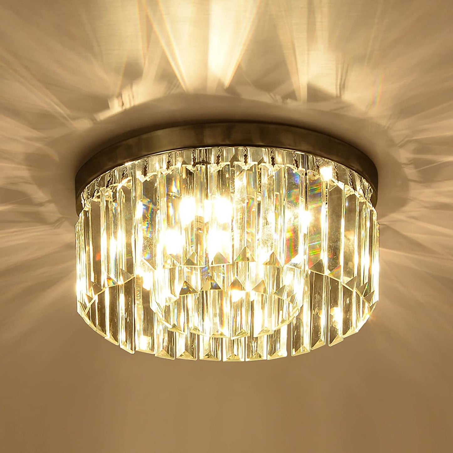 Modern Small Crystal Flush Mount Light with 6 Lights