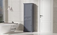 Bathroom Storage Cabinet, Tall Storage Cabinet with Two Doors and Drawer, Adjustable Shelf, Grey