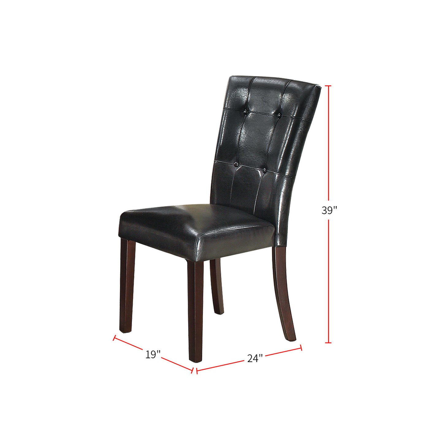 Faux Leather Upholstered Dining Chair, Black(Set of 2)