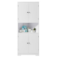 Tall Bathroom Storage Cabinet, Corner Cabinet with Doors and Adjustable Shelf, MDF Board with Painted Finish, White