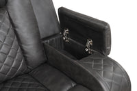 Benz LED & Power Recliner 3 PC Made With Faux Leather in Black