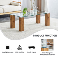 Glass-Top Coffee Table,tea table, with MDF Legs - Stylish Blend of Elegance and Durability 44.9"*21.7"*16.9"