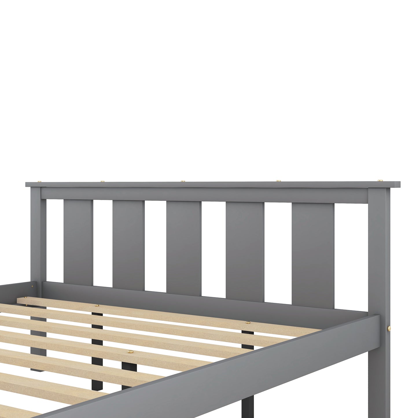 Wood Platform Bed Queen Size Bed Frame with Headboard and Footboard, Grey