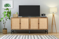 Natural rattan, 2 door cabinet, with 1 Adjustable Inner Shelves, rattan, Accent Storage Cabinet, Set of 2