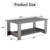 A modern and practical gray textured coffee table,tea table.Double layered coffee table made of MDF material,. Suitable for living room,bedroom and study room. 43.3"*21.6"*16.5"   CT-16