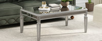 ON-TREND Sleek Glass Mirrored Coffee Table with Adjustable Legs, Easy Assembly Cocktail Table with Sturdy Design, Luxury Contemporary Center Table for Living Room, Silver