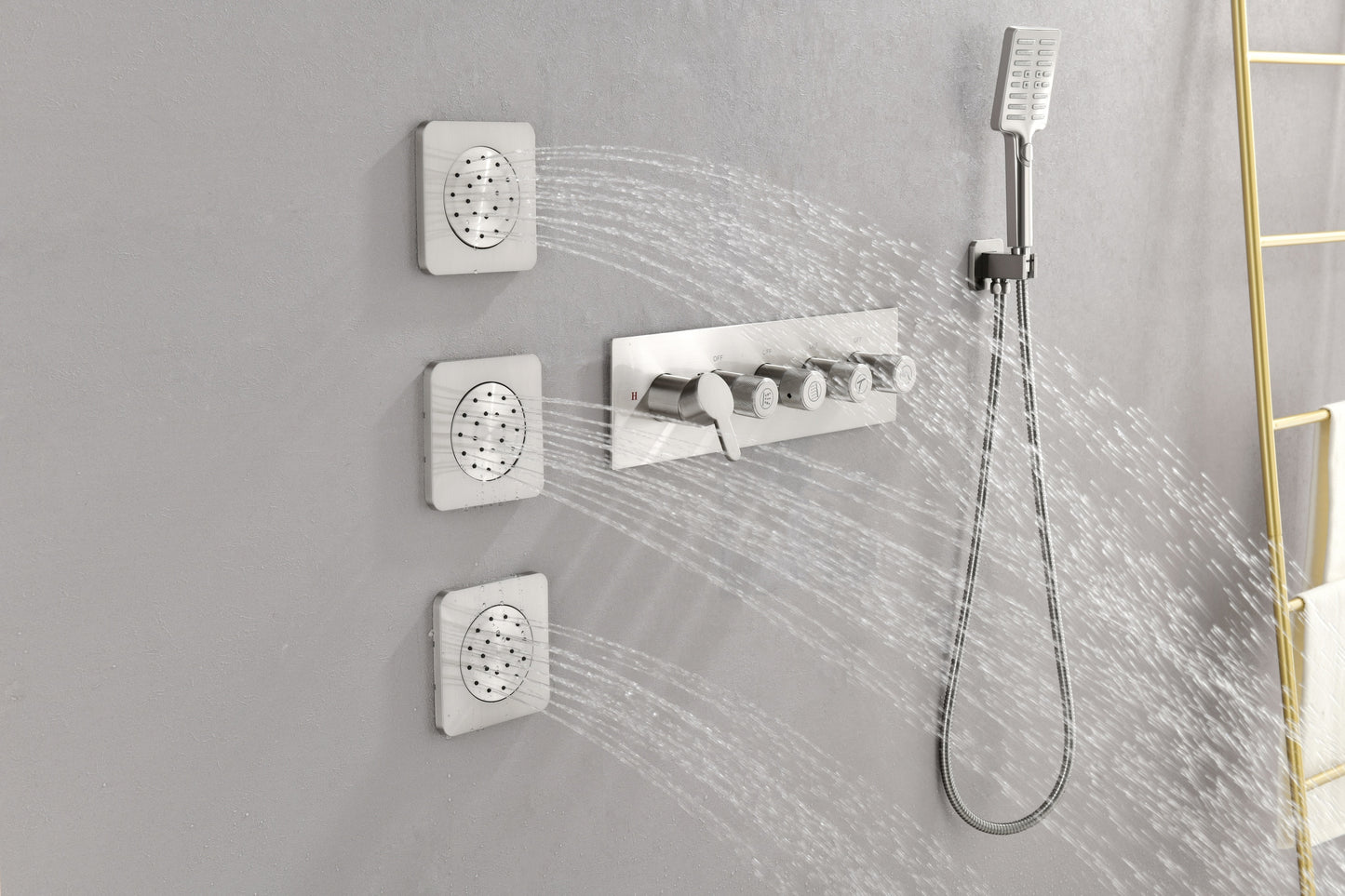 Concealed Installation Body Jet Shower Spa  Square Massage Jets Spray Body Shower Bodyspray ( 3pcs)